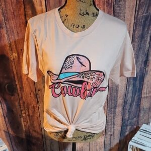 Cowboy Graphic Women's Top Bella Canvas Size Mediun